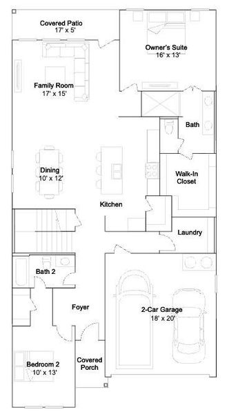 2D floor plan layout of this home in Timbers Edge, Splendora, TX (Image 3).
