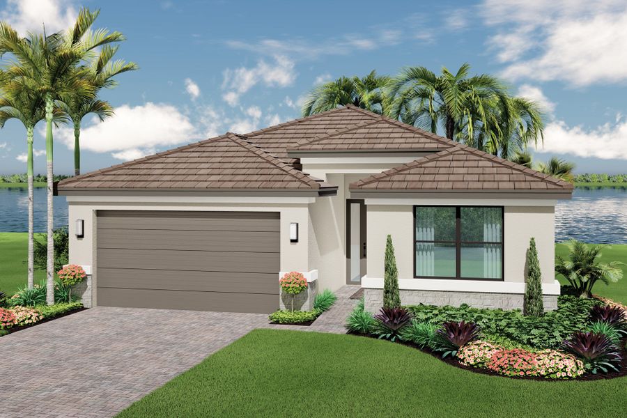 Representative exterior photo of a completed home built from the Abaco by GL Homes in Valencia Parc at Riverland, Port St. Lucie, FL (Image 22).