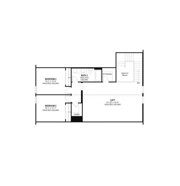 2D floor plan layout for the Acacia w/Loft by Fulton Homes in Groves at Barney Farms, Queen Creek, AZ (Image 5).