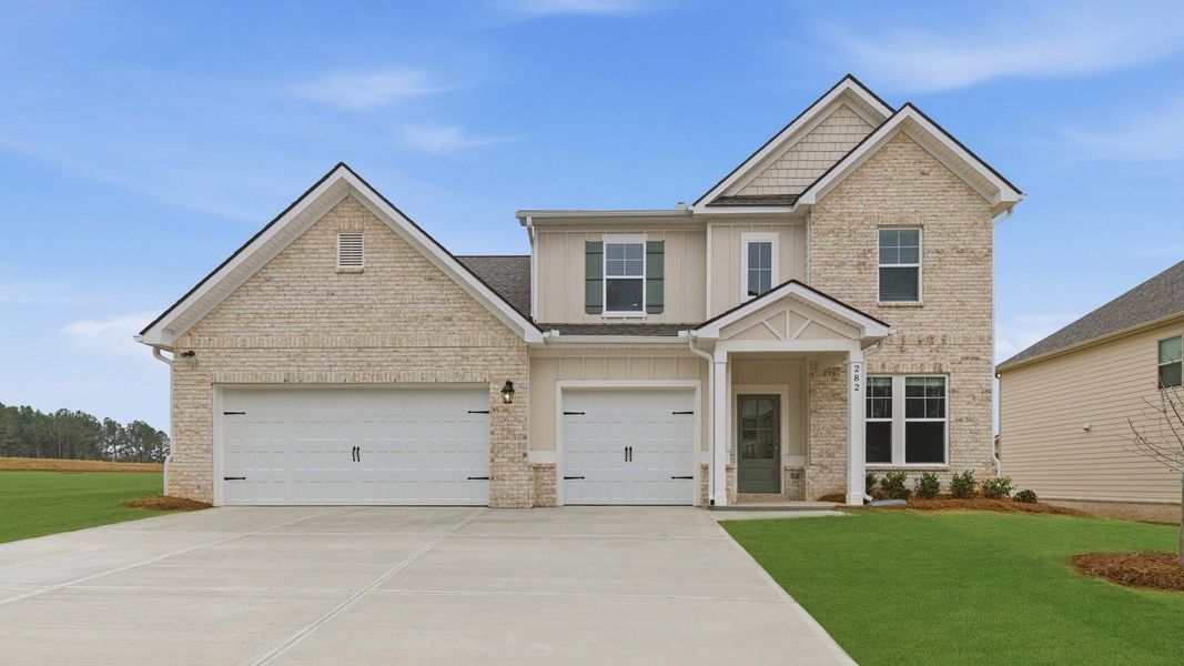 Representative exterior photo of a completed home built from the Rainier by DRB Homes in Kingston, Locust Grove, GA (Image 24).