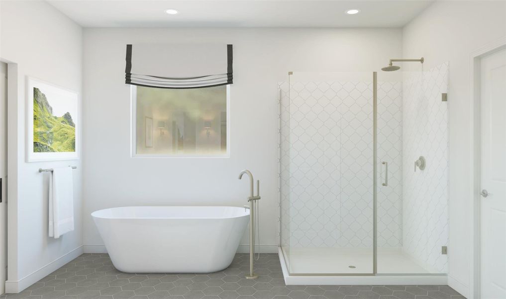 Serene primary bath (*Artist rendering used for illustration purposes only.)