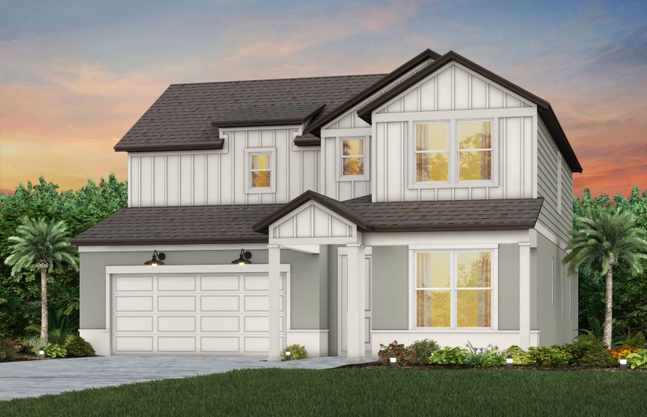 Representative exterior photo of a completed home built from the Umbria by Pulte Homes in Riversong, Parrish, FL (Image 1). Representative exterior photo of a completed home built from the Umbria by Pulte Homes in Riversong, Parrish, FL (Image 1).