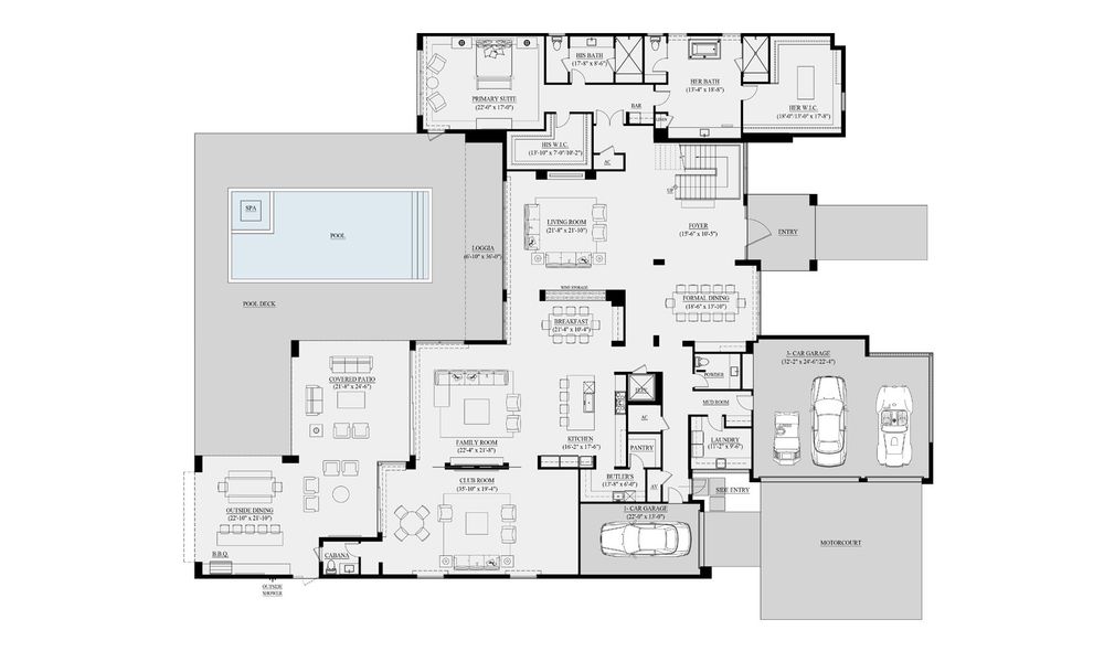 2D floor plan layout for the Prestwick by Centaur Holdings in Panther National, Palm Beach Gardens, FL (Image 4). 2D floor plan layout for the Prestwick by Centaur Holdings in Panther National, Palm Beach Gardens, FL (Image 4).