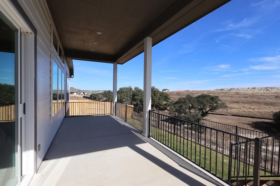 Exterior details and patio area of a home in Lariat, Liberty Hill (Image 3).