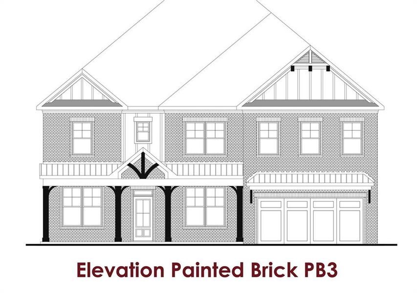 Exterior rendering of this home design in Rosewood Lake Estates, Hoschton, GA (Image 5).