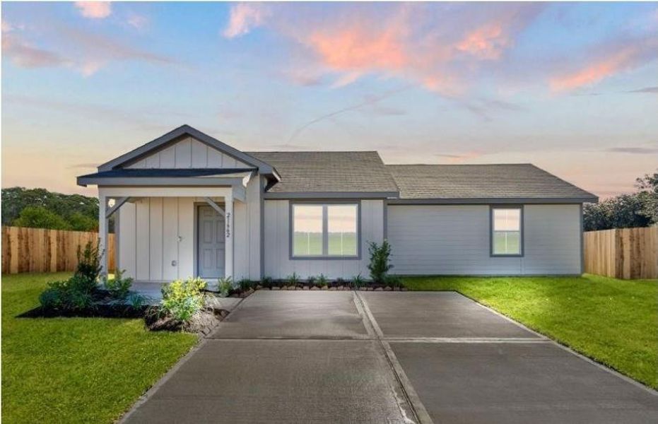 Front exterior of a new home in Stokesbury, Waller, TX, highlighting curb appeal (Image 1).