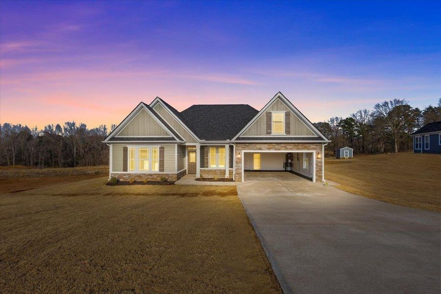 Front exterior of a new home in Messer Farms, Inman, SC, highlighting curb appeal (Image 20).