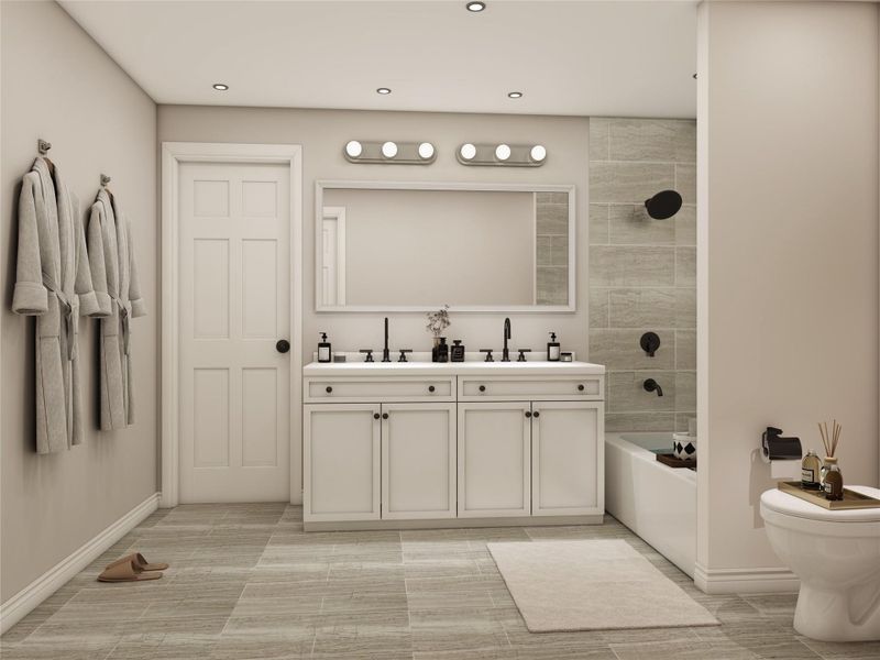 Primary bathroom - example photo, virtually staged