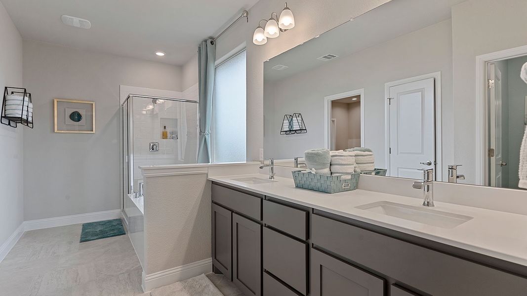 Representative furnished interior of a home built from the Guadalupe by D.R. Horton in Eden Ranch, Arlington (Image 29).