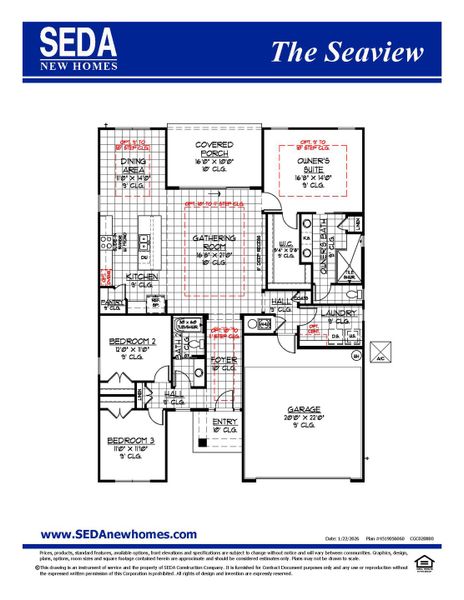 2D floor plan layout for the Seaview by SEDA New Homes in Sandy Ridge, Yulee, FL (Image 3). 2D floor plan layout for the Seaview by SEDA New Homes in Sandy Ridge, Yulee, FL (Image 3).