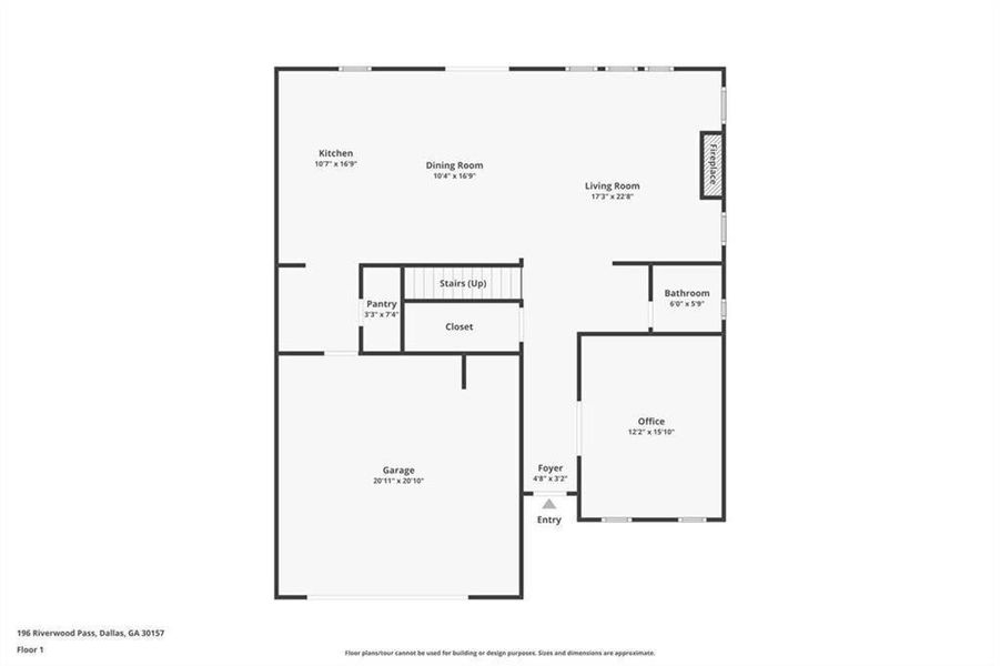 2D floor plan layout of this home in Riverwood, Dallas, GA (Image 7).