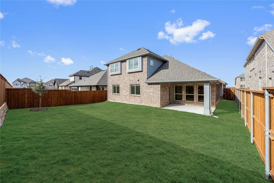 Exterior details and patio area of a home in Creekview Meadows, Pilot Point (Image 25). Exterior details and patio area of a home in Creekview Meadows, Pilot Point (Image 25).