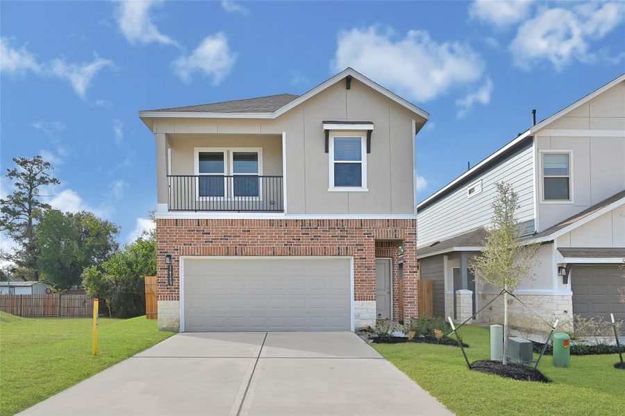 Front exterior of a new home in Aldine Pines, Houston, TX, highlighting curb appeal (Image 1).