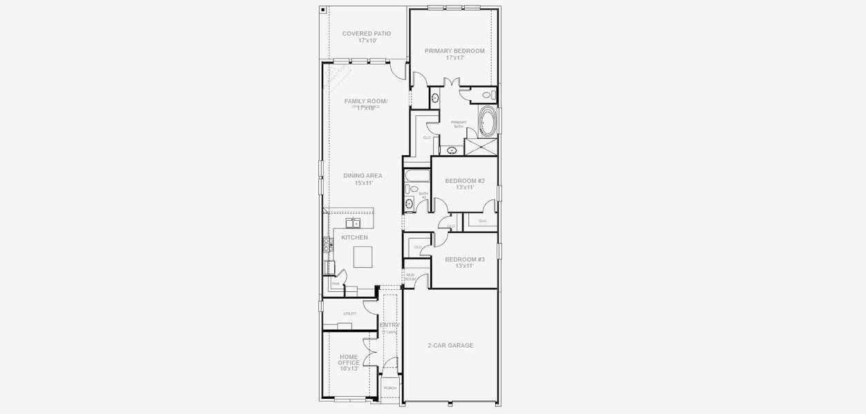 2D floor plan layout for the 1984W by Perry Homes in Walsh Ranch 50', Aledo, TX (Image 5).