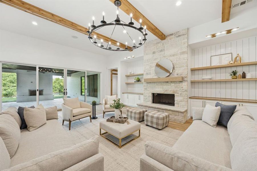 Retractable sliding doors connect seamlessly to the patio. Retractable sliding doors connect seamlessly to the patio.