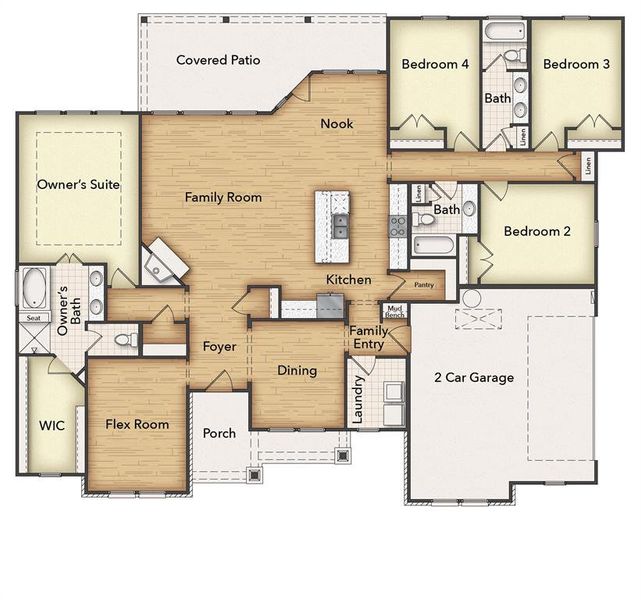 2D floor plan layout of this home in Oak Grove Addition, Springtown, TX (Image 2). 2D floor plan layout of this home in Oak Grove Addition, Springtown, TX (Image 2).