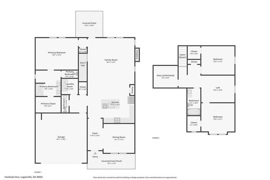 2D floor plan layout of this home in Windance Lake, Loganville, GA (Image 4).