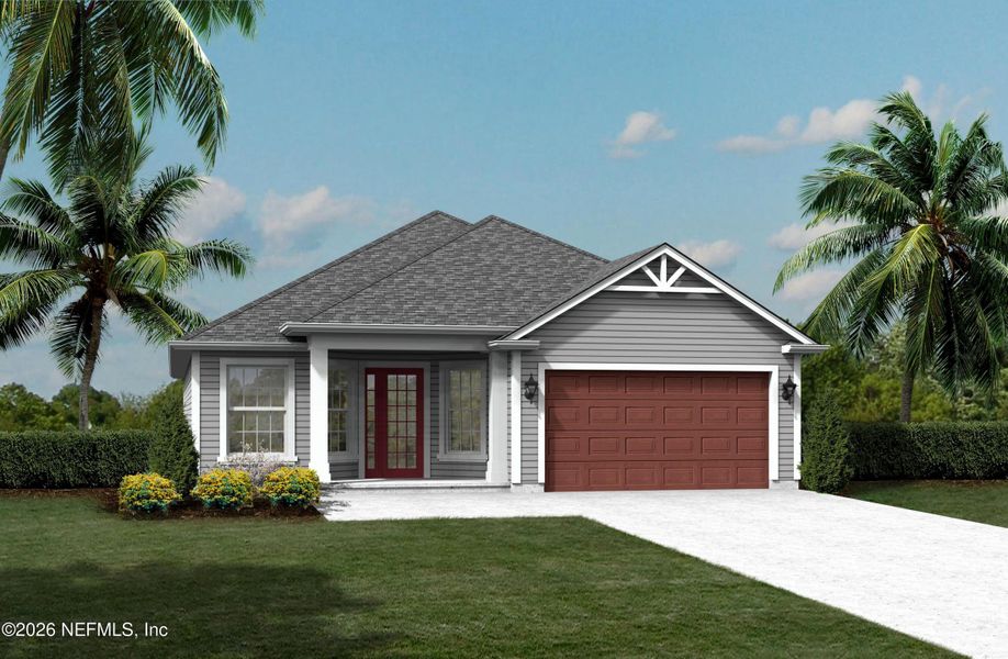 Front exterior of a new home in , St. Augustine, FL, highlighting curb appeal (Image 1). Front exterior of a new home in , St. Augustine, FL, highlighting curb appeal (Image 1).