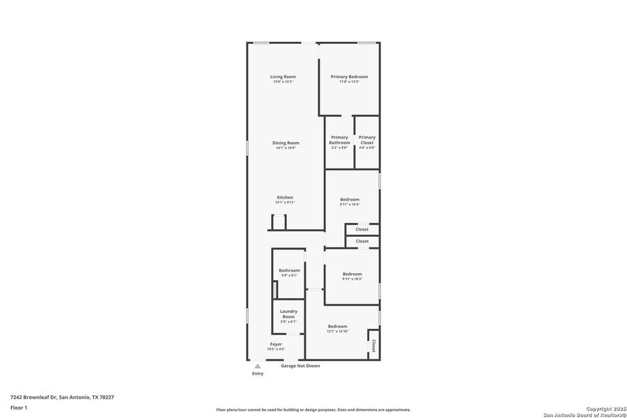 2D floor plan layout of this home in Torian Village: Belmar Collection, San Antonio, TX (Image 3).
