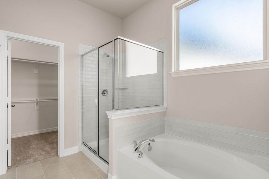 An additional view of the primary bath. Note: Sample product photo - actual exterior and interior selections may vary by homesite