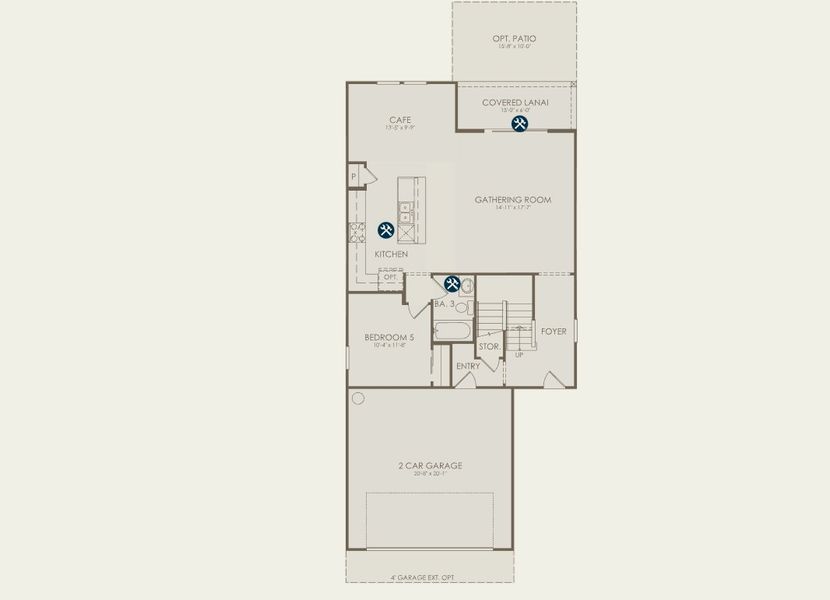 2D floor plan layout for the Trailside by Pulte Homes in Murray Farms, Middleburg, FL (Image 5).
