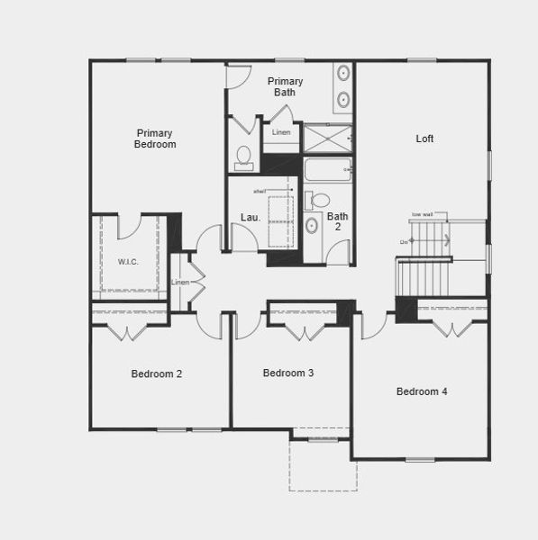 2D floor plan layout for the Plan 2539 by KB Home in Elyse Meadows, Lillington, NC (Image 8).