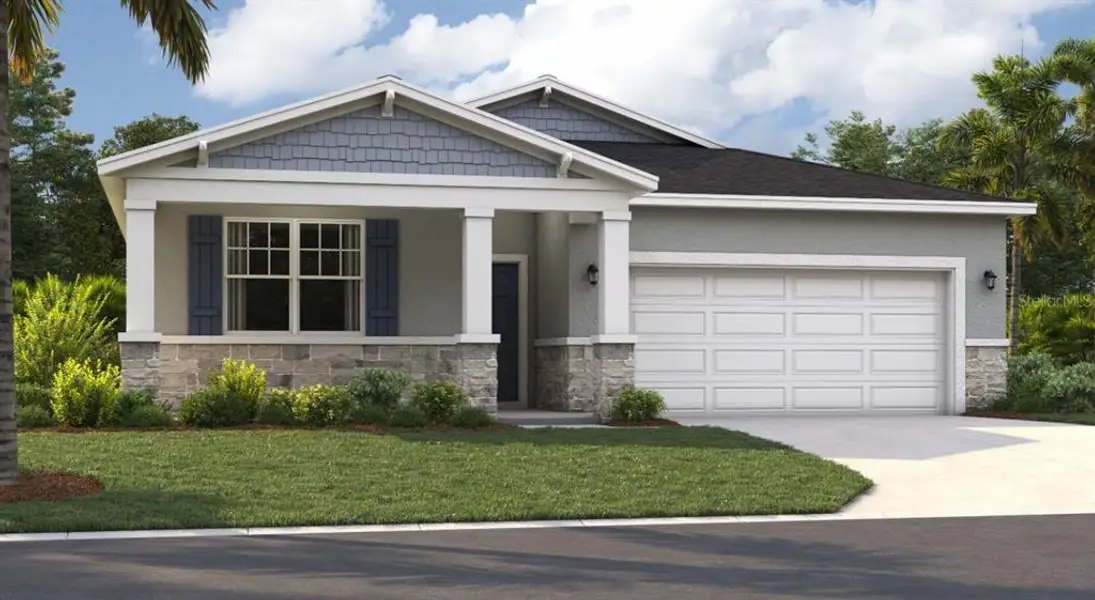 Front exterior of a new home in Hidden Cove, Eustis, FL, highlighting curb appeal (Image 1). Front exterior of a new home in Hidden Cove, Eustis, FL, highlighting curb appeal (Image 1).