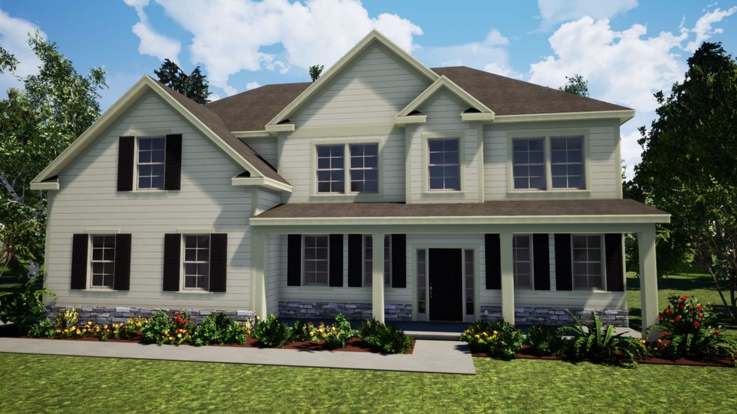 Representative exterior photo of a completed home built from the Naples by Designer Homes of Georgia in Austin Heights, North Augusta, SC (Image 1).