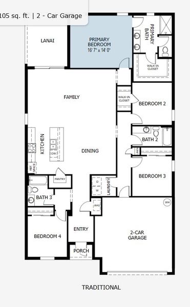 2D floor plan layout for the Luna by Landsea Homes in Watermark, Cocoa, FL (Image 3).