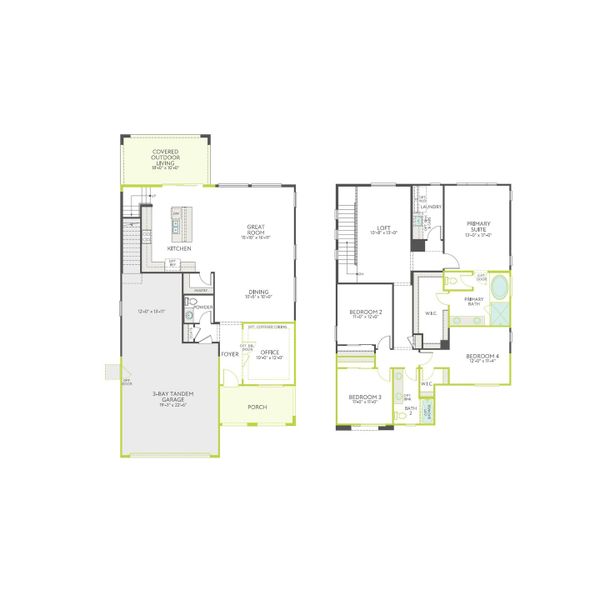 2D floor plan layout of this home in Soleo, San Tan Valley, AZ (Image 4).