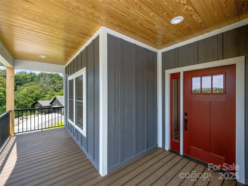Inviting Entry Way - Covered Front Porch - Tongue & Groove Ceiling