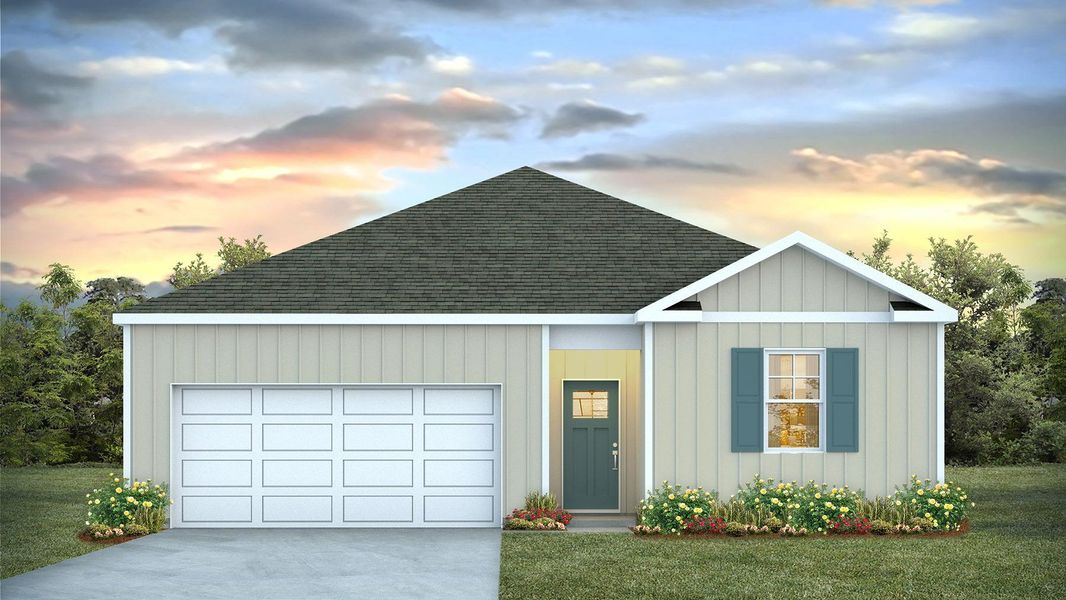 Representative exterior photo of a completed home built from the KERRY by D.R. Horton in Heritage Crossing, Conway, SC (Image 12).