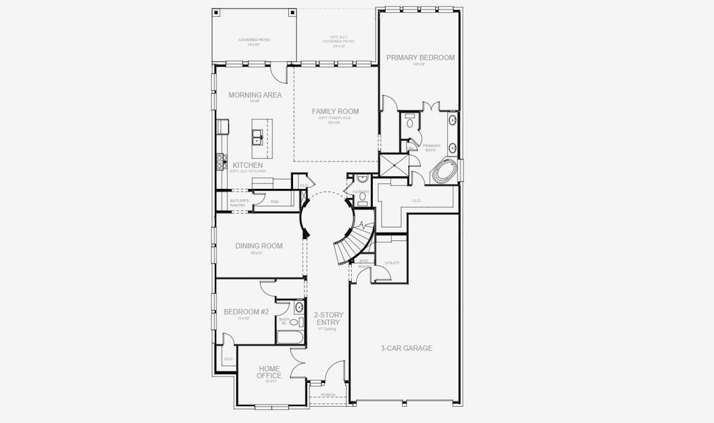 2D floor plan layout for the 3299W by Perry Homes in Hidden Canyon 55', San Antonio, TX (Image 3).