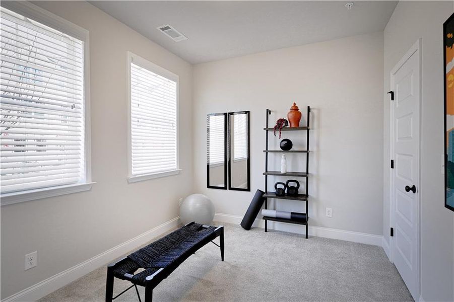Furnished interior view inside a new home in Towns at Enclave, Lawrenceville (Image 12). Furnished interior view inside a new home in Towns at Enclave, Lawrenceville (Image 12).