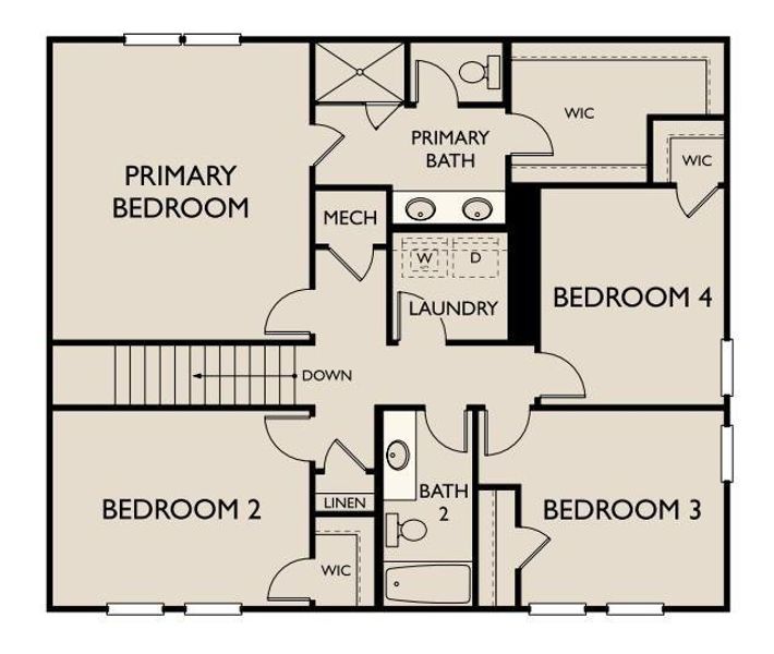 2D floor plan layout of this home in The Pointe at Heron Bay, Locust Grove, GA (Image 4).