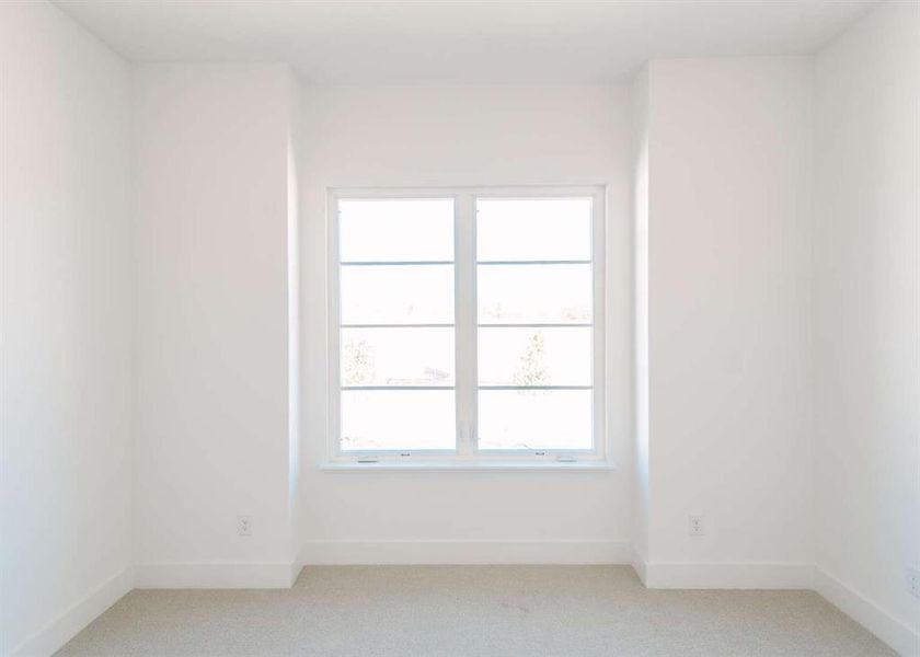 Unfurnished room with light carpet and a wealth of natural light