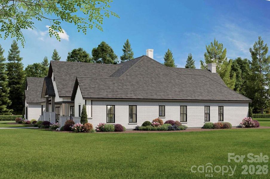 Expansive windows offer abundant natural light, while the landscaped yard and surrounding trees provide privacy and a serene, natural backdrop. Expansive windows offer abundant natural light, while the landscaped yard and surrounding trees provide privacy and a serene, natural backdrop.