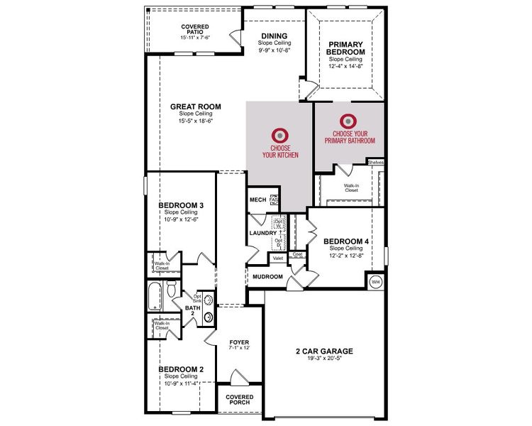 2D floor plan layout for the Teton by Beazer Homes in The Villages of Hurricane Creek, Anna, TX (Image 4).