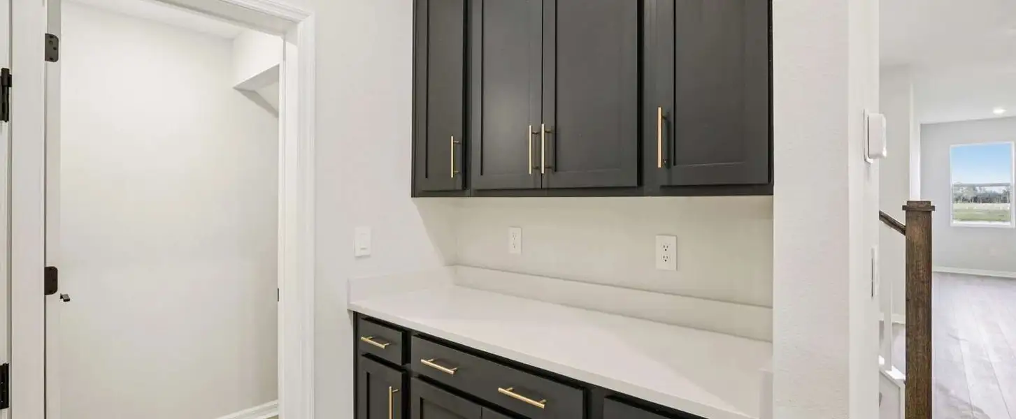 Valet space near garage featuring cabinets and countertops for optimal storage this will feature AW Collection® Serene - Representative images and renderings are for illustrative purposes Valet space near garage featuring cabinets and countertops for optimal storage this will feature AW Collection® Serene - Representative images and renderings are for illustrative purposes