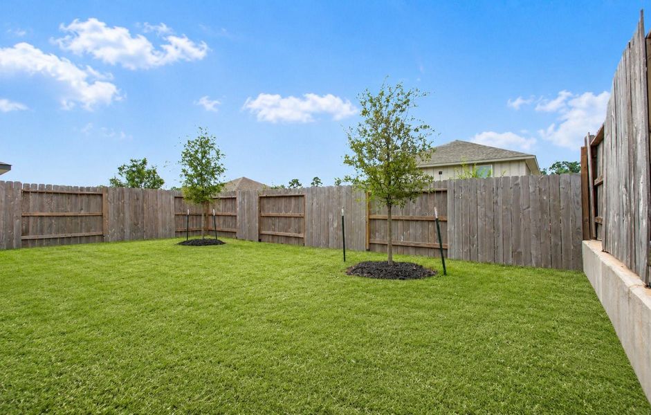 The backyard provides space for a playset for the kids, a custom garden or custom kitchen. The backyard provides space for a playset for the kids, a custom garden or custom kitchen.