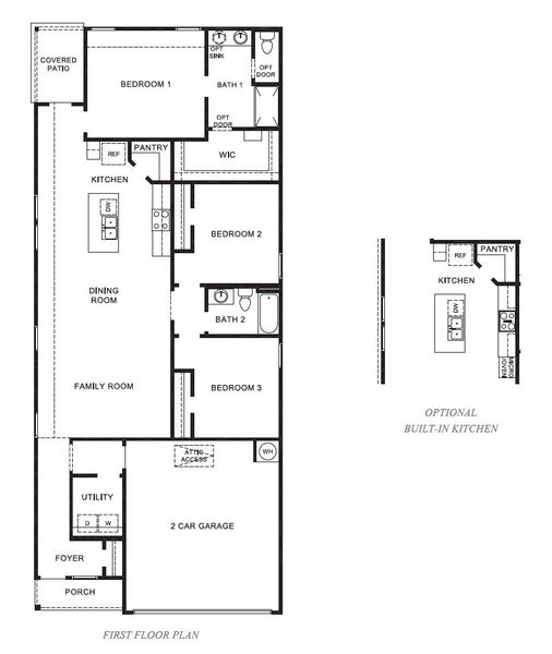 2D floor plan layout for the Diana by D.R. Horton in Holly Ridge, Rosenberg, TX (Image 3).