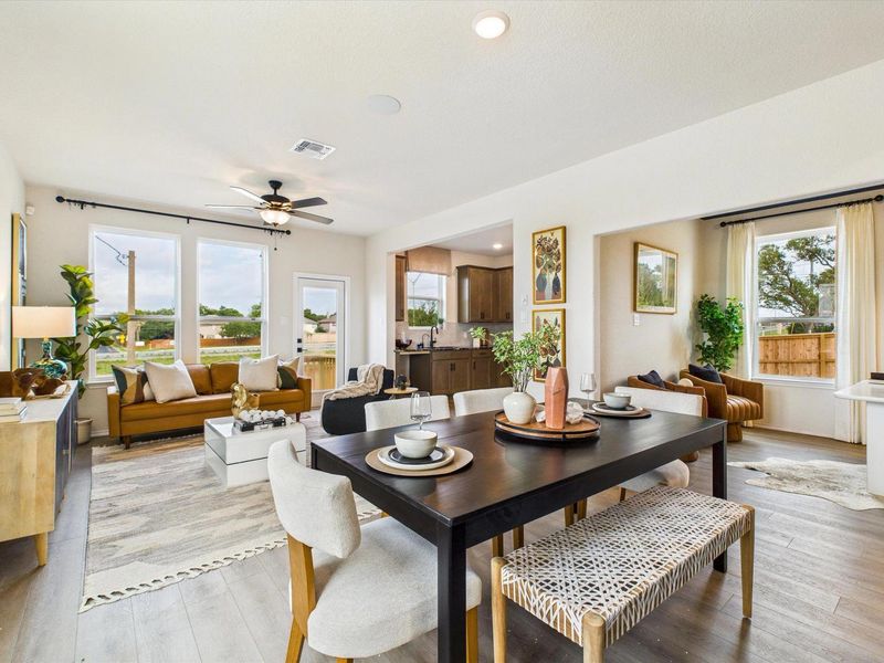 Furnished interior view inside a new home in Meadows at Oak Creek, San Antonio (Image 1).