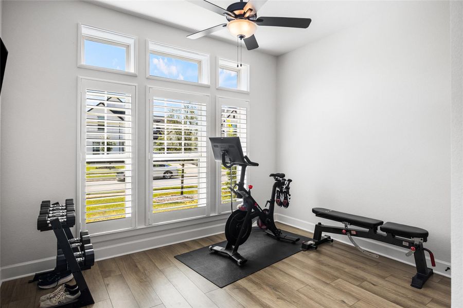 Secondary bedroom located at the first floor added plantation shutters.