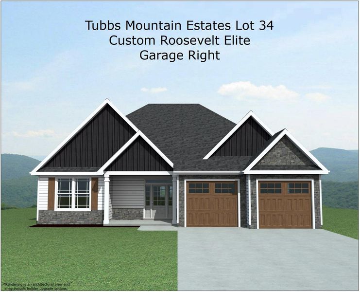 Front exterior of a new home in Tubbs Mountain Estates, Travelers Rest, SC, highlighting curb appeal (Image 1).