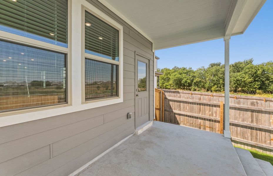 Exterior details and patio area of a home in Sonterra, Jarrell (Image 24).