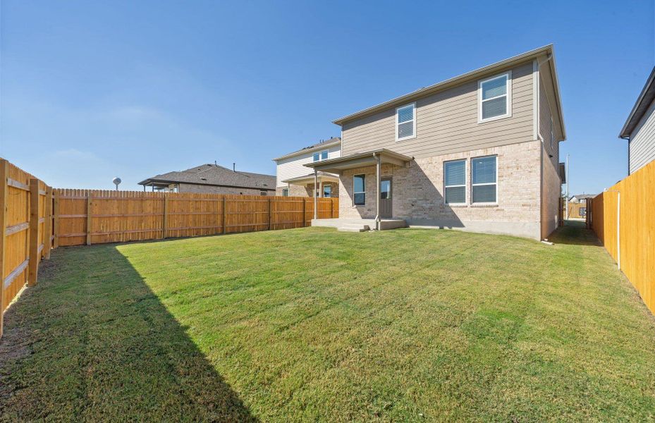 Exterior details and patio area of a home in Crosswinds, Kyle (Image 3). Exterior details and patio area of a home in Crosswinds, Kyle (Image 3).