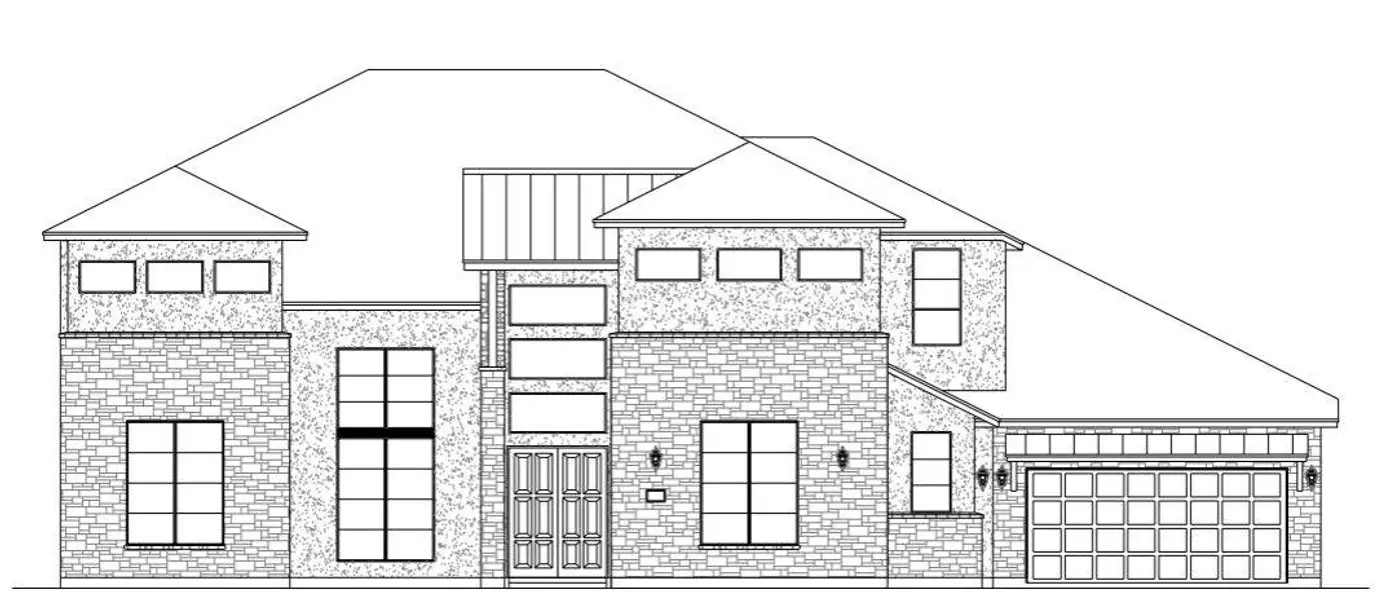 Front exterior of a new home in Rough Hollow - Las Brisas, Austin, TX, highlighting curb appeal (Image 1). Front exterior of a new home in Rough Hollow - Las Brisas, Austin, TX, highlighting curb appeal (Image 1).