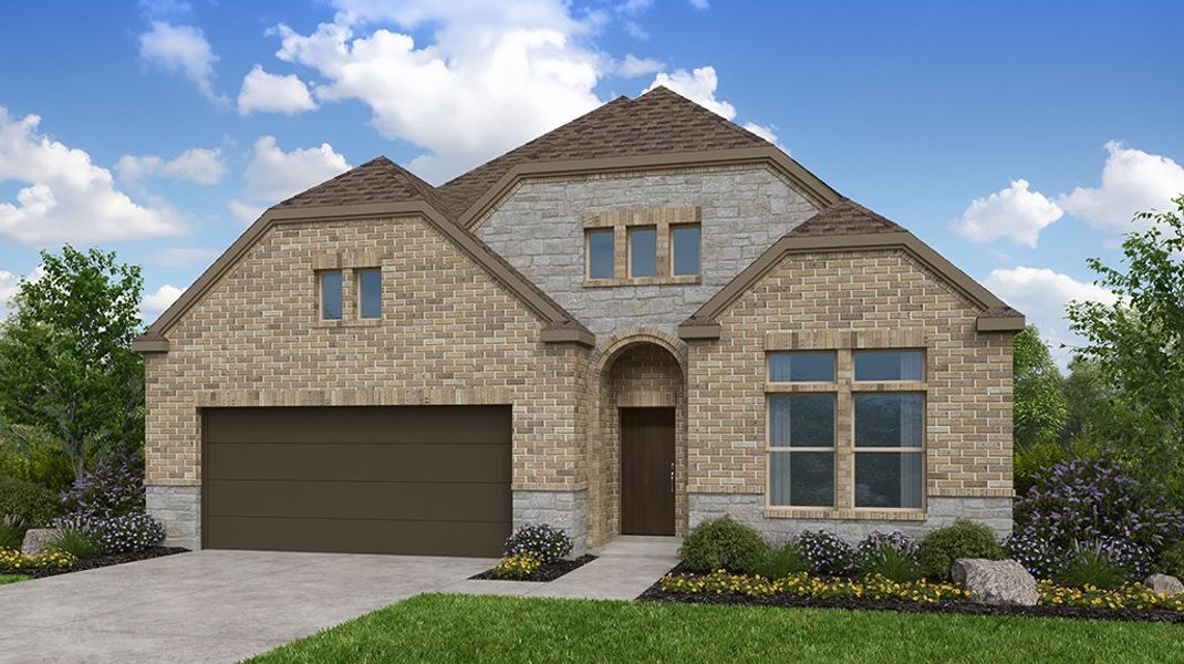 Representative exterior photo of a completed home built from the Merlot by Taylor Morrison in The Ridge at Northlake 50s, Northlake, TX (Image 18). Representative exterior photo of a completed home built from the Merlot by Taylor Morrison in The Ridge at Northlake 50s, Northlake, TX (Image 18).