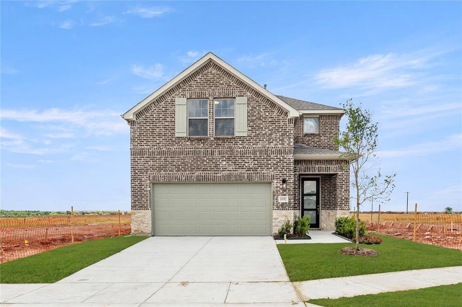Front exterior of a new home in Creekview Fossil Ridge, Pilot Point, TX, highlighting curb appeal (Image 2).