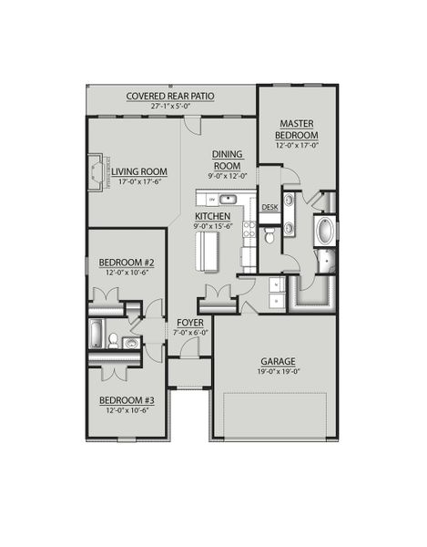2D floor plan layout for the Liberty V G by DSLD Homes in Eagle Pointe, Pensacola, FL (Image 2). 2D floor plan layout for the Liberty V G by DSLD Homes in Eagle Pointe, Pensacola, FL (Image 2).